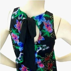 Beige by eci Floral Embroidered Black Dress